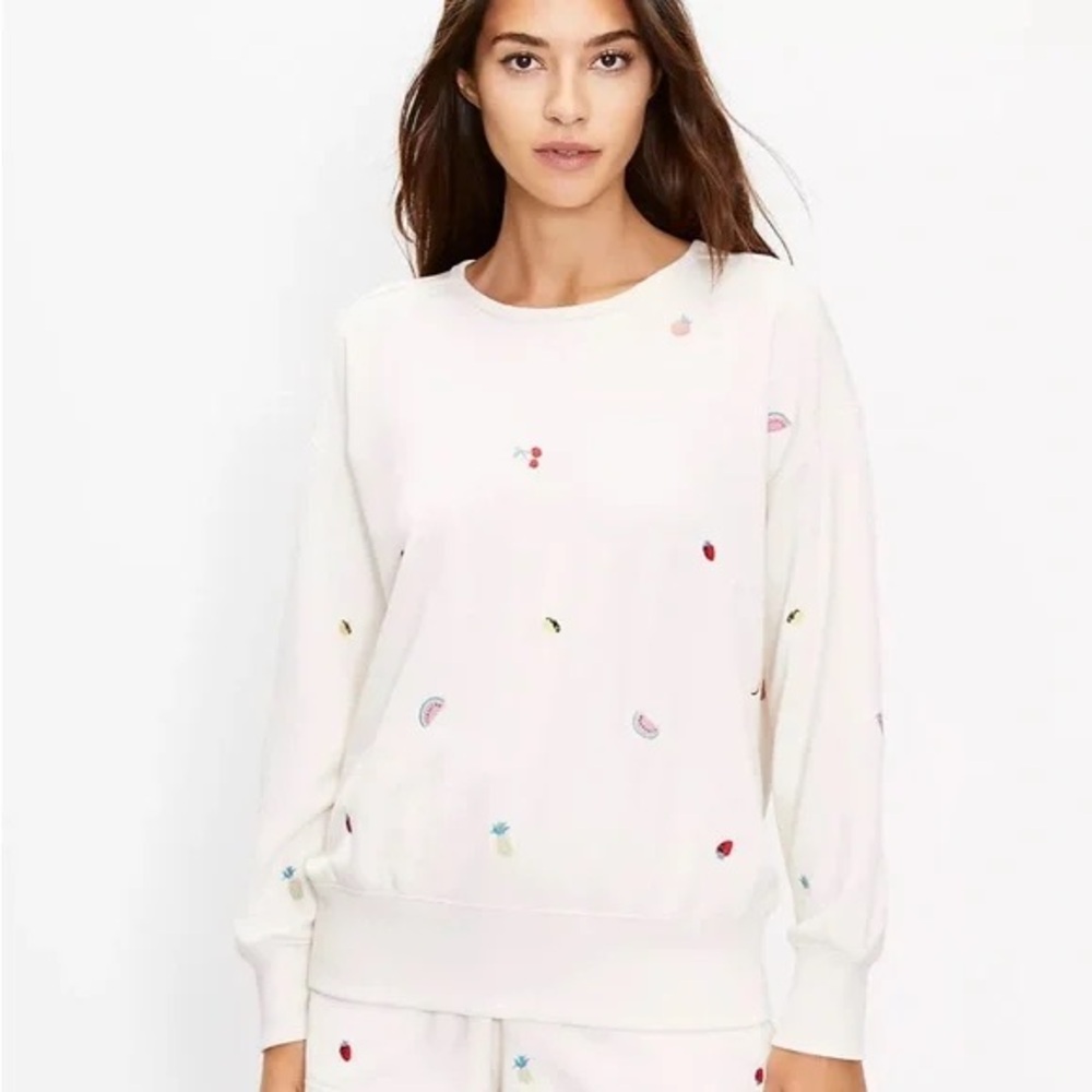 Lou & Grey Cream Embroidered Fruit Sweatshirt And… - image 2